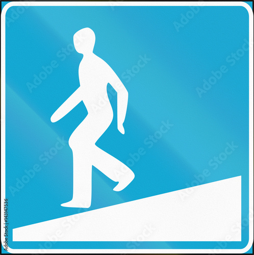 Road sign used in Estonia - Pedestrian underpass with ramp