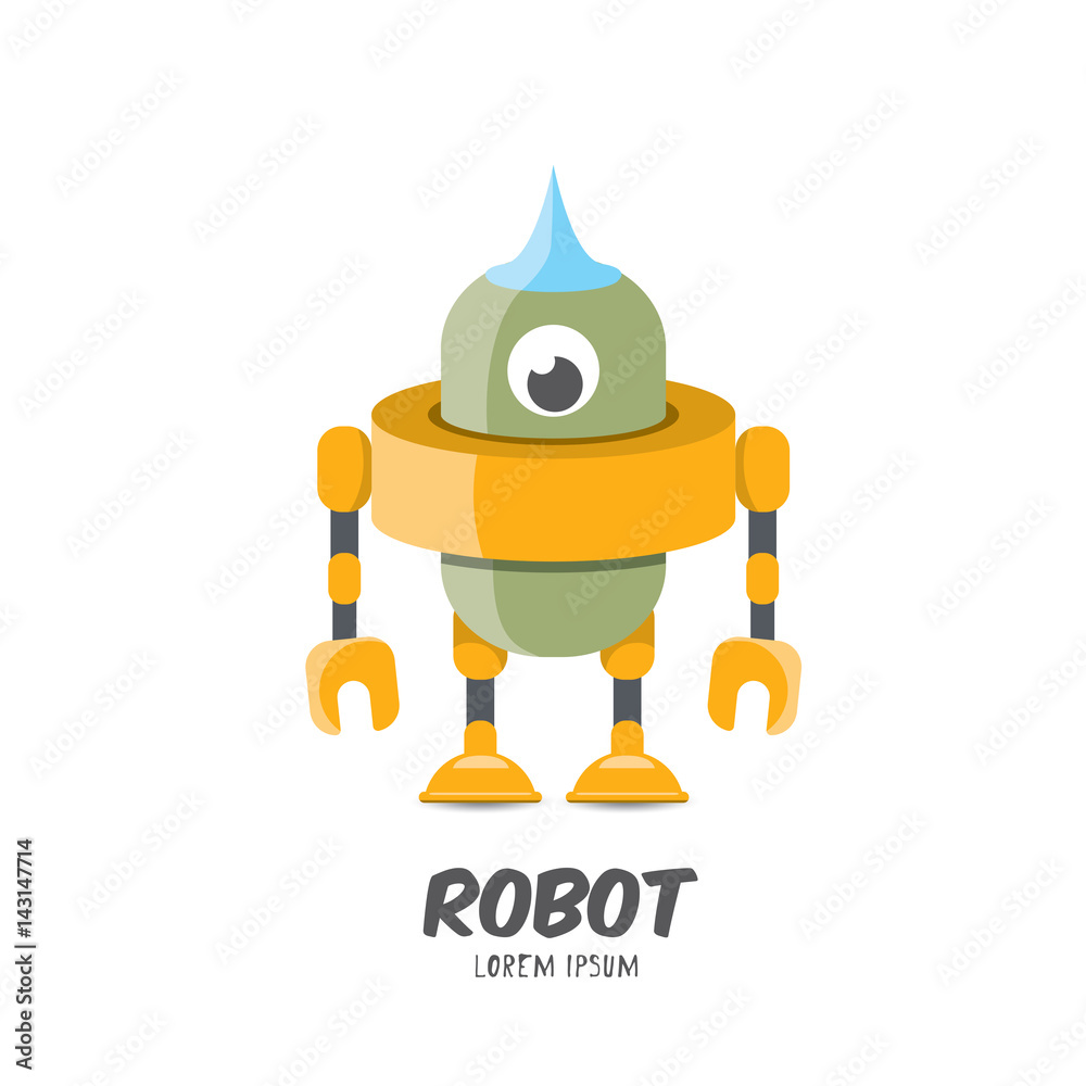 Obraz premium vector cartoon cute flat robot icon