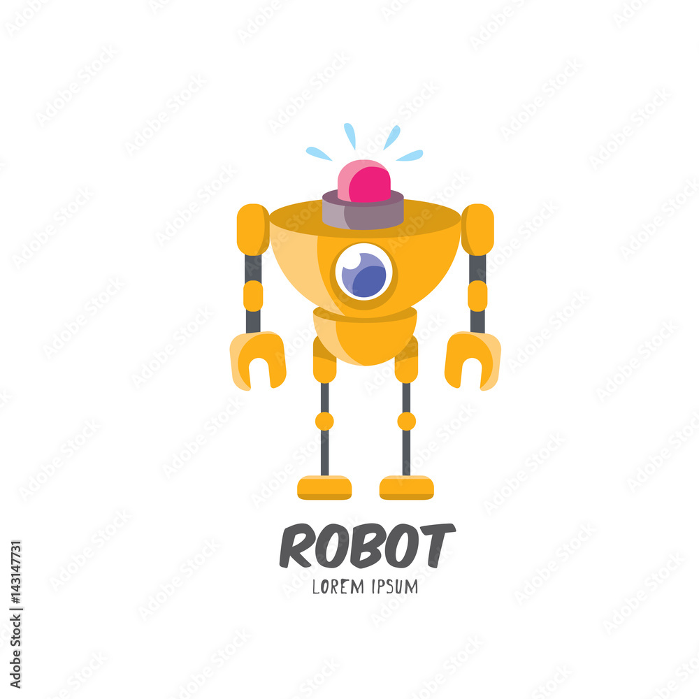 vector cartoon cute flat robot icon vector cartoon cute flat robot icon