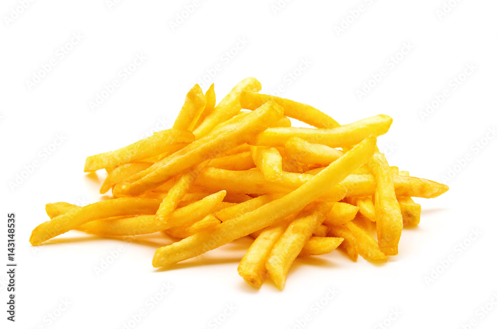 potato fry on white isolated background potato fry on white isolated background