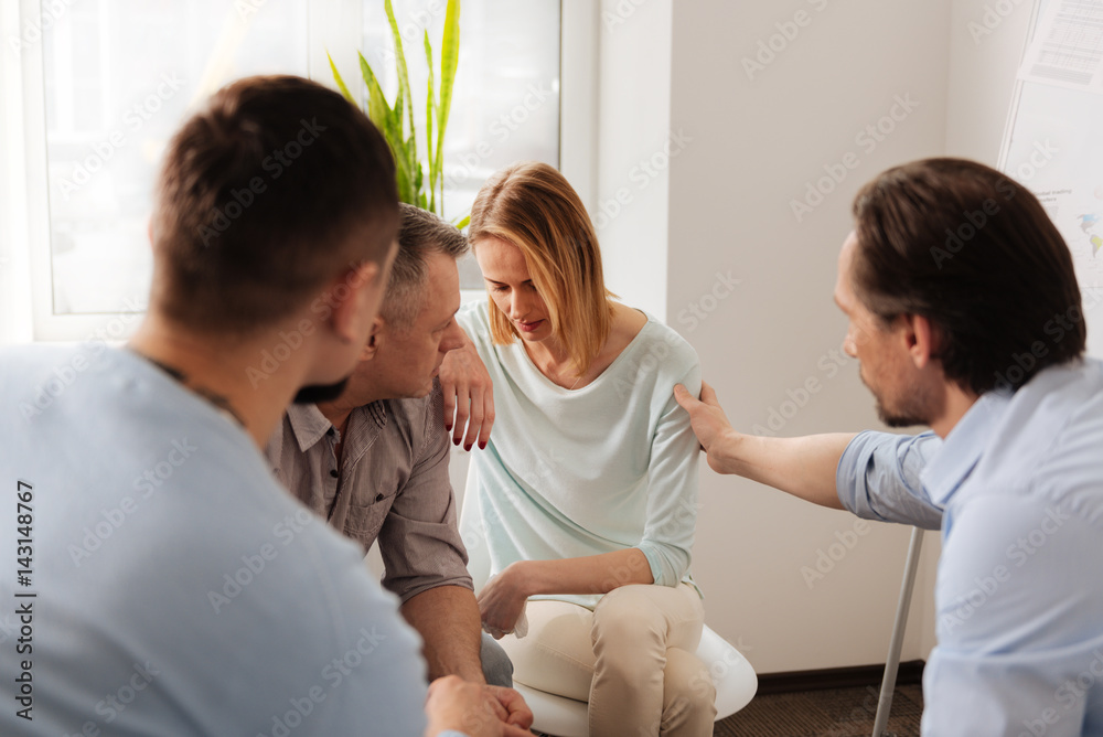 Group of workers while visiting psychological training Group of workers while visiting psychological training
