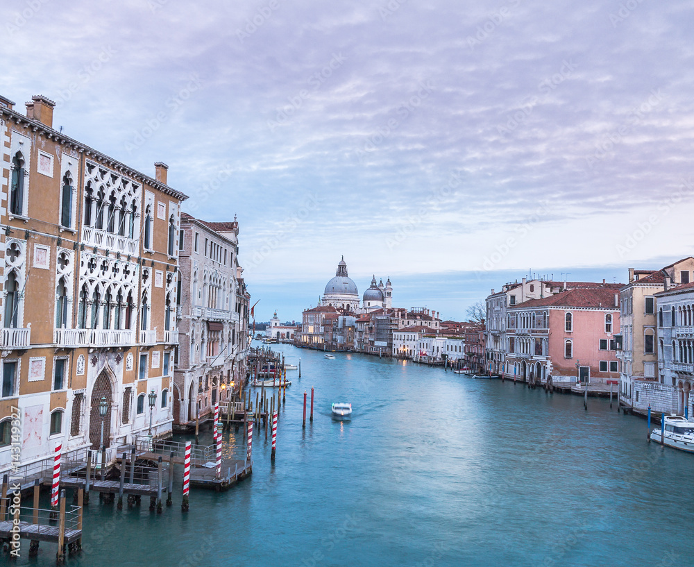 Evening light on the Grand Canal Venice.