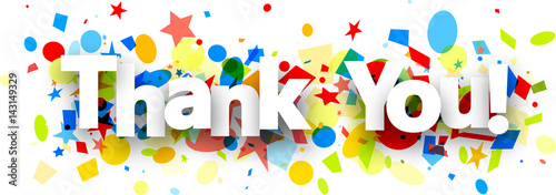 Thank you background with confetti.