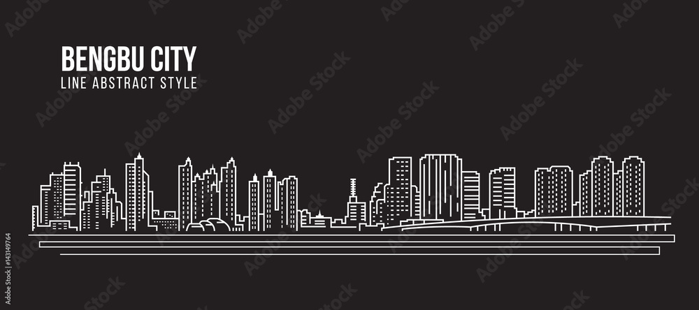 Cityscape Building Line art Vector Illustration design - Bengbu city