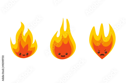 Vector fire flame character icons