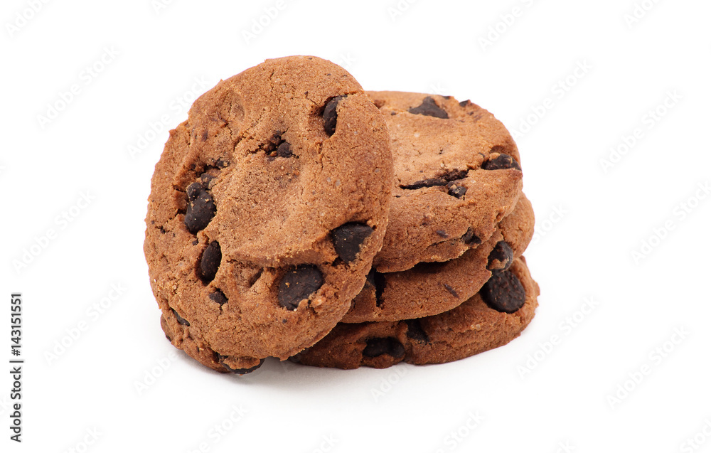 Fototapeta premium Chocolate chip cookie on white