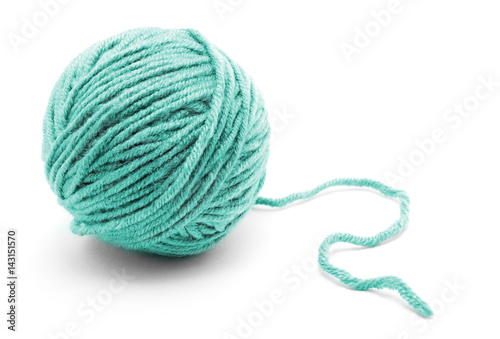 Ball of yarn on white background