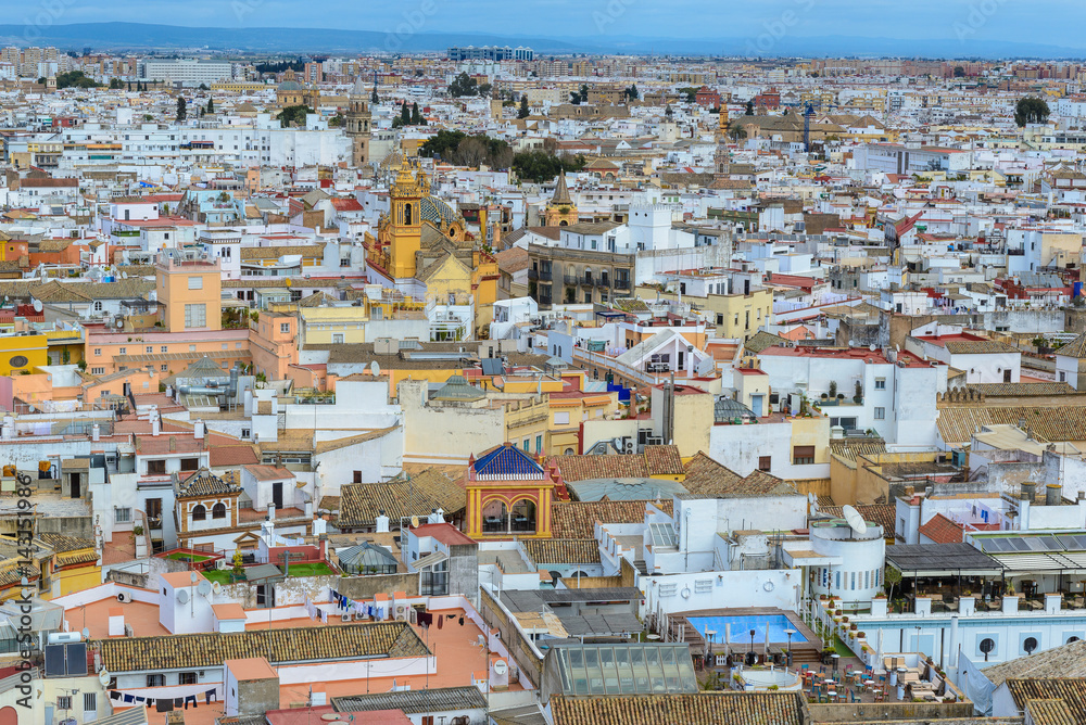Panoramic view of Seville from the Cathedral, Andalusia (Spain)