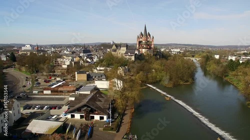 The Dom of Limburg. The camera circles aroung the tower of the famous cathedral in Limburg. photo