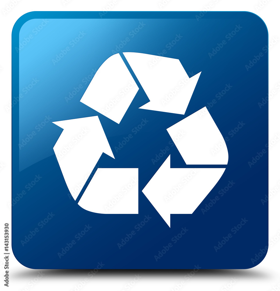 Recycle icon blue square button Recycle icon blue square button