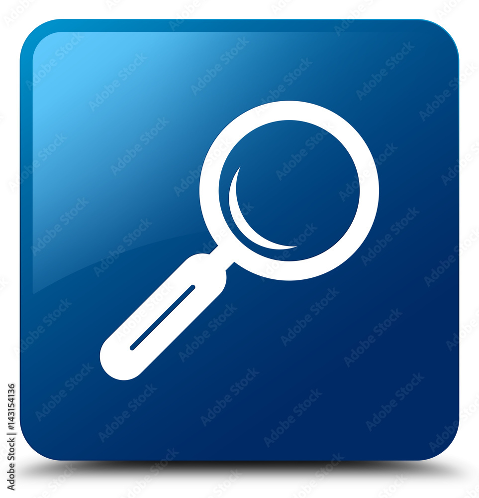 Magnifying glass icon blue square button Magnifying glass icon blue square button
