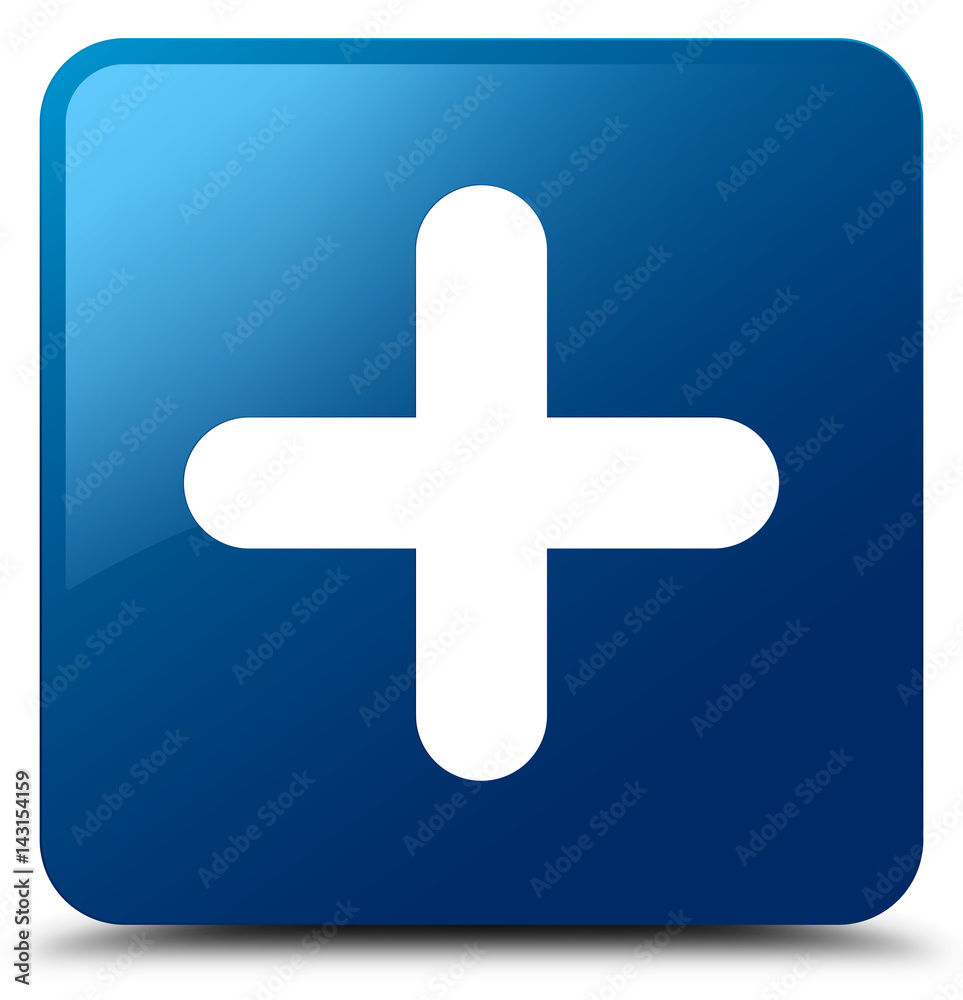 Plus icon blue square button