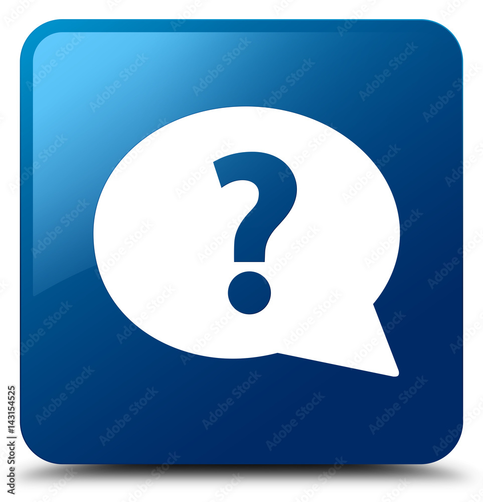 Question mark bubble icon blue square button Question mark bubble icon blue square button
