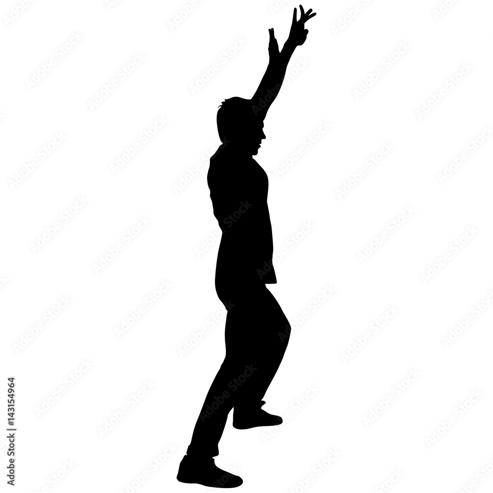 Black Silhouettes breakdancer on a white background