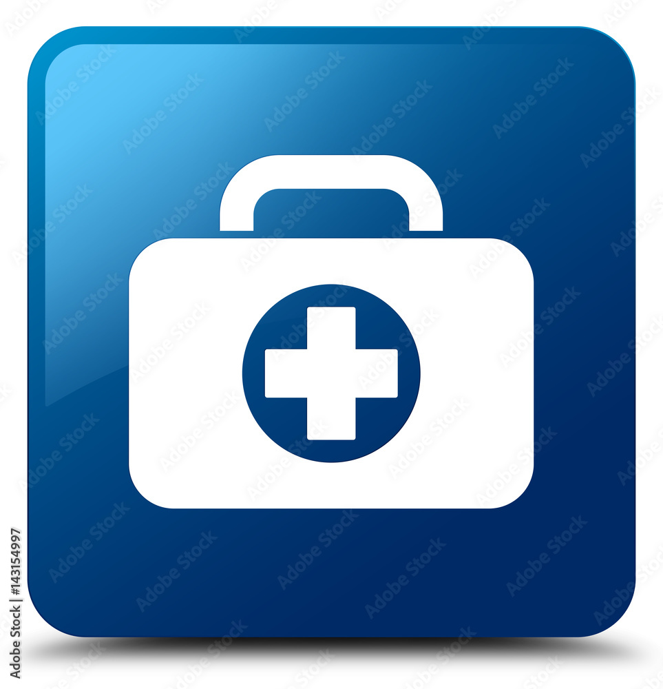 First aid kit bag icon blue square button First aid kit bag icon blue square button
