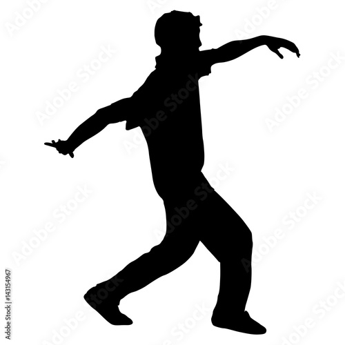 Black Silhouettes breakdancer on a white background photo