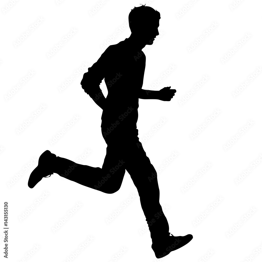 Black Silhouettes Runners sprint men on white background Black Silhouettes Runners sprint men on white background