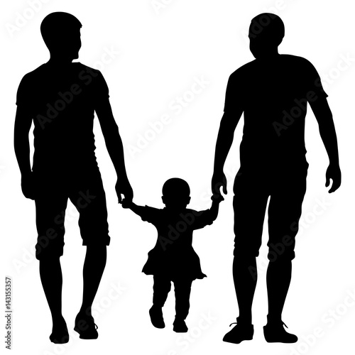 Black silhouettes Gay couples and family with children