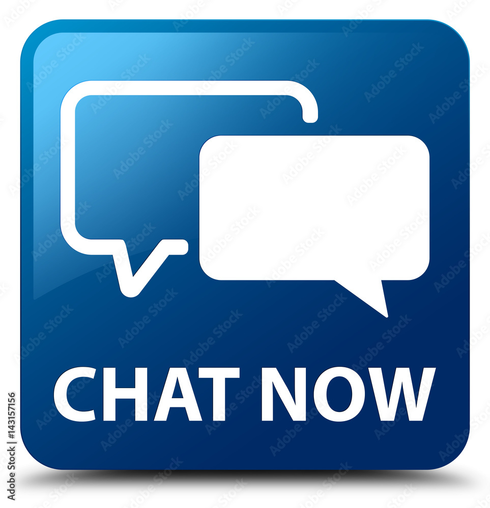 Chat now blue square button Chat now blue square button