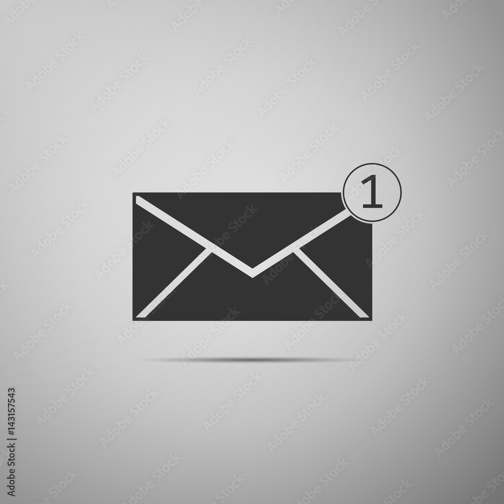 Received message concept. New, email incoming message, sms. Mail delivery service. Envelope flat icon on grey background. Vector Illustration Received message concept. New, email incoming message, sms. Mail delivery service. Envelope flat icon on grey background. Vector Illustration