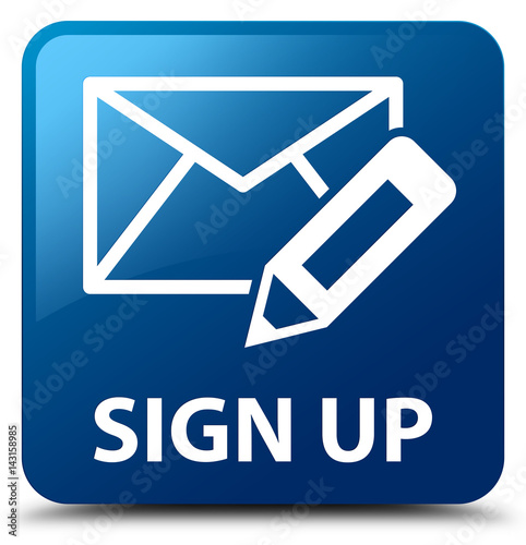 Fotografía Sign up (edit mail icon) blue square button