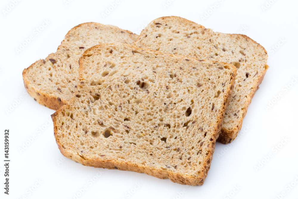 Slices of rye bread isolated on white background. Slices of rye bread isolated on white background.