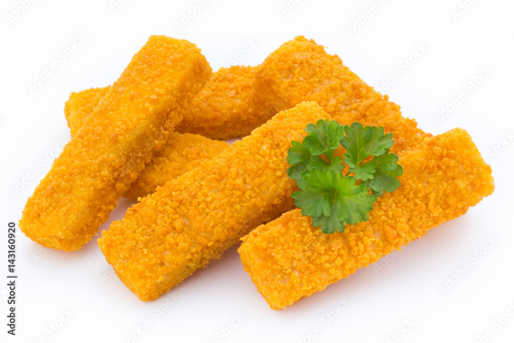 Fish fingers on the white background. Fish fingers on the white background.