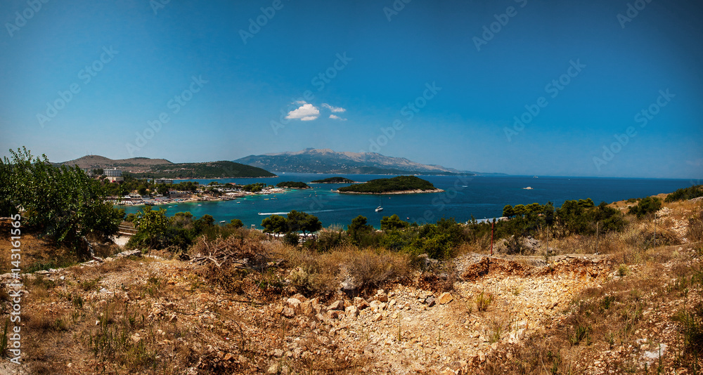 Ksamil a village and a former municipality in the riviera of Southern Albania, and part of Butrint National Park. August 2016
