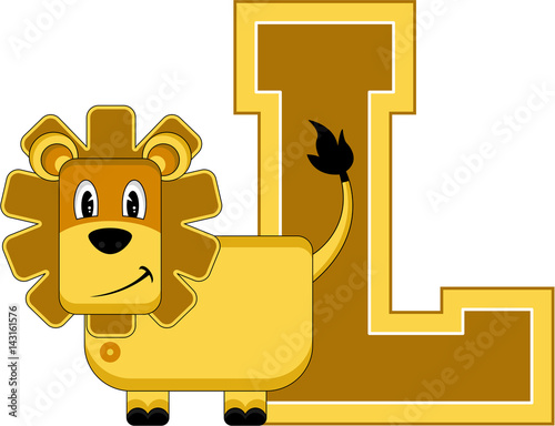 L is for Lion Alphabet Learning Illustration