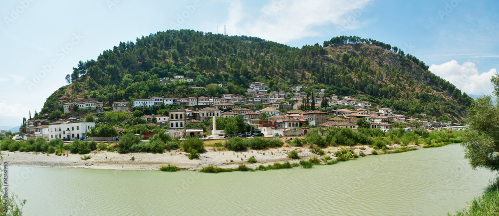 Berat - a city and a municipality located in south-central Albania, and the capital of the County of Berat, called also a white city or city of a thousand windows. August 2016