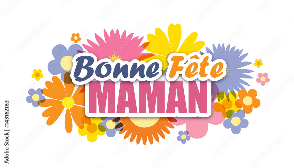 Carte Bonne Fete Maman Avec Fleurs Stock Vector Adobe Stock