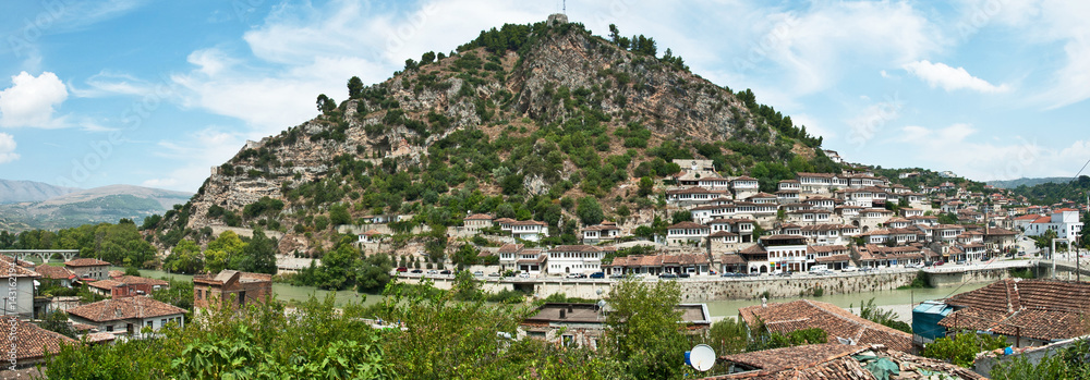 Berat - a city and a municipality located in south-central Albania, and the capital of the County of Berat, called also a white city or city of a thousand windows. August 2016