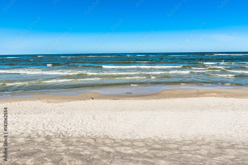 Sea beach landscape in the summer vacation, tourist travel background