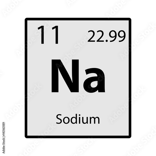 Sodium periodic table element gray icon on white background vector