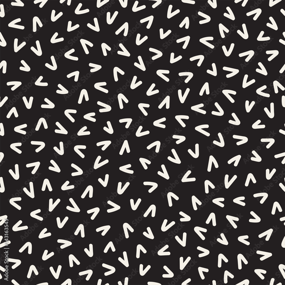 Retro geometric line shapes seamless patterns. Abstract jumble textures. Black and white scattered shapes