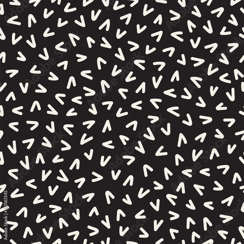 Retro geometric line shapes seamless patterns. Abstract jumble textures. Black and white scattered shapes