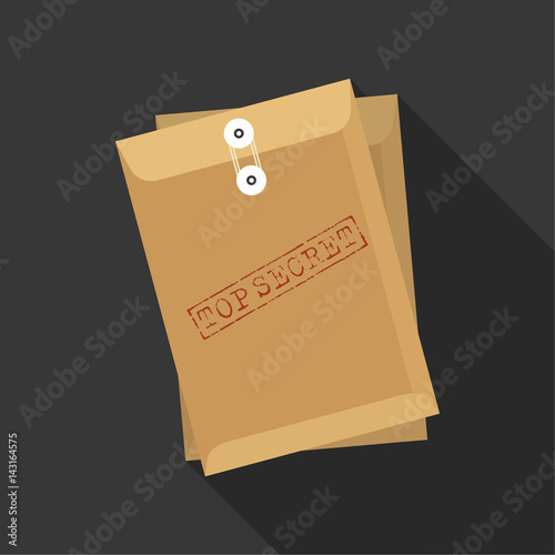 Envelope with stamp top secret, flat design vector