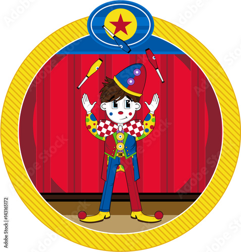 Cartoon Juggling Bigtop Circus Clown