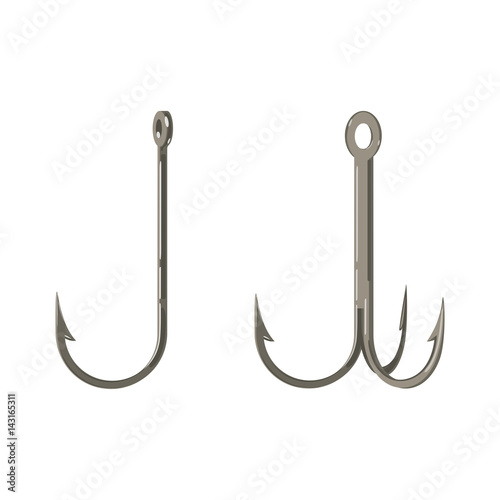Two Fishing Hooks Icon Fisherman Equipment Sign