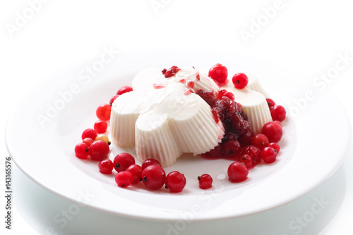 sweet dessert panna cotta with berries