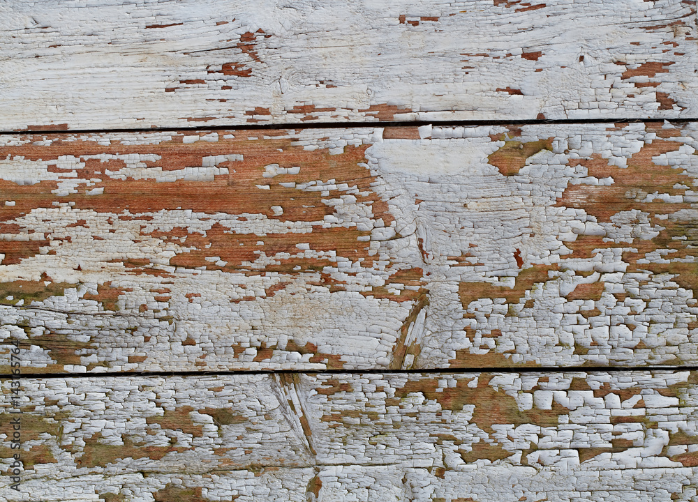 Holz-Hintergrund mit verwitterndem weißen Anstrich Holz-Hintergrund mit verwitterndem weißen Anstrich