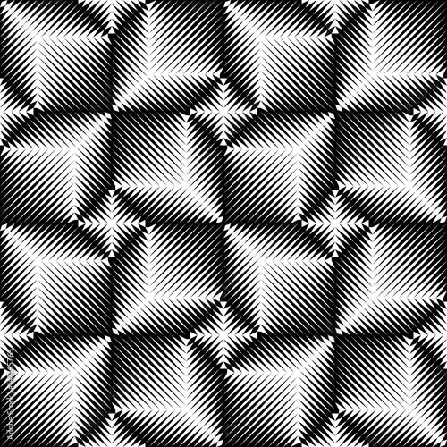 Seamless 3d Cube Pattern. Vector Volume Background. Black and White Fashion Ornament