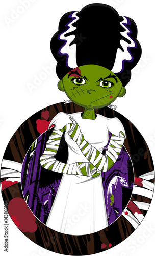 Cartoon Halloween Frankensteins Bride
