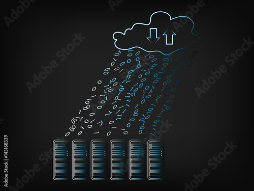 cloud with data rain into storage servers
