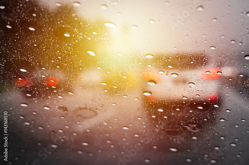 Rain drops on car windscreen close up © Tan Kian Khoon