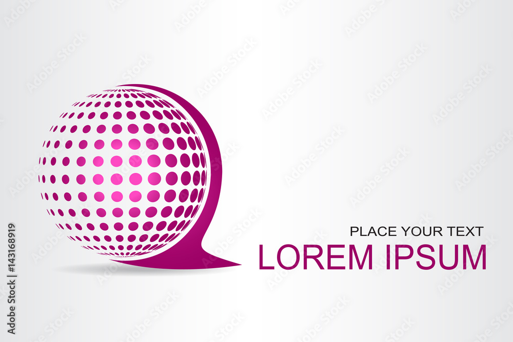 Logo stylized spherical surface with abstract shapes