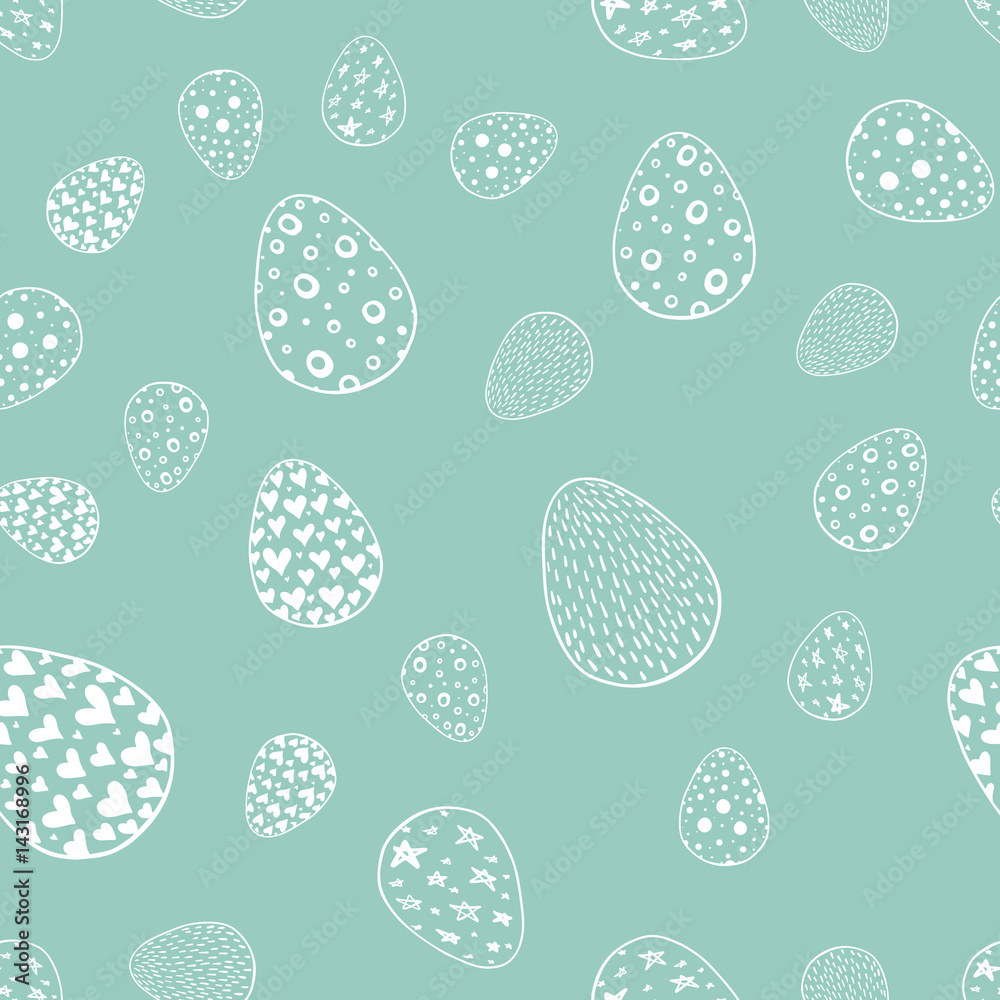 Seamless pattern with hand drawn ornamental eggs. Seamless pattern with hand drawn ornamental eggs.