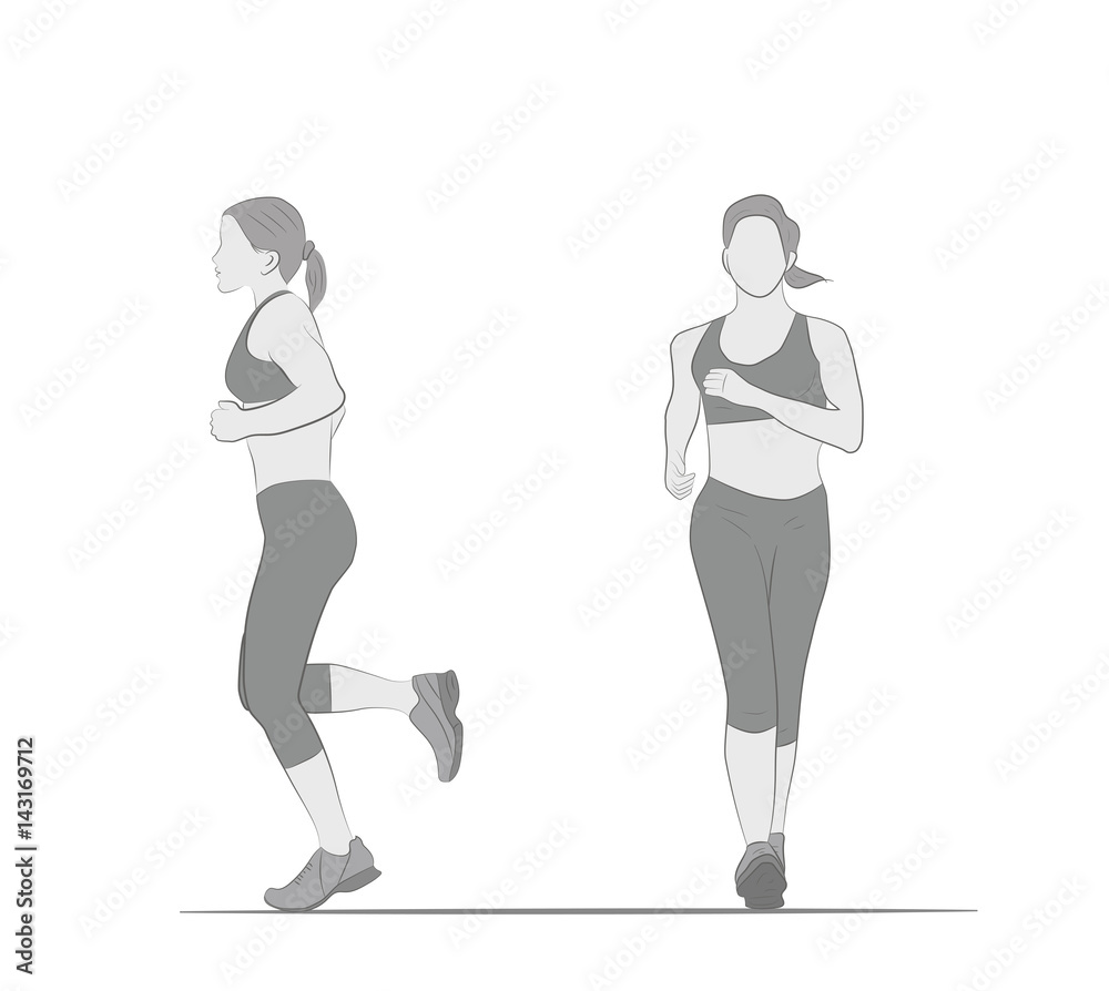 Woman running. Sport, getting rid of excess weight. healthy lifestyle. vector illustration. Woman running. Sport, getting rid of excess weight. healthy lifestyle. vector illustration.