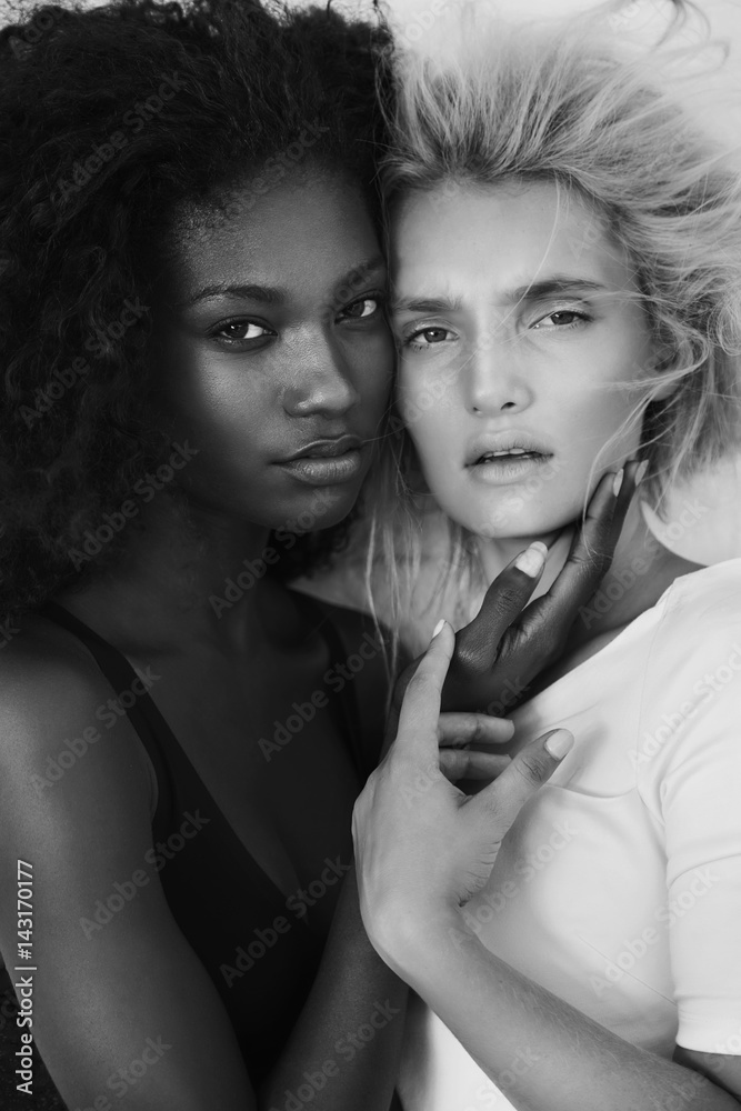 Fototapeta premium Beautiful women touching, portrait