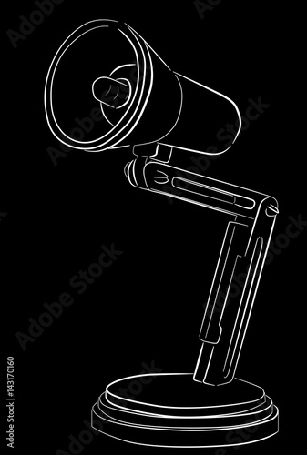 small electric lamp white sketch on black